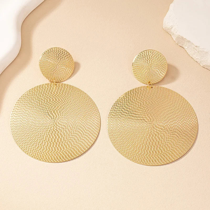 New Fashion Big Circle Metal Disc Dangle Earring for Women Exaggerated Punk Pendant Earring Charm Jewelry Gifts